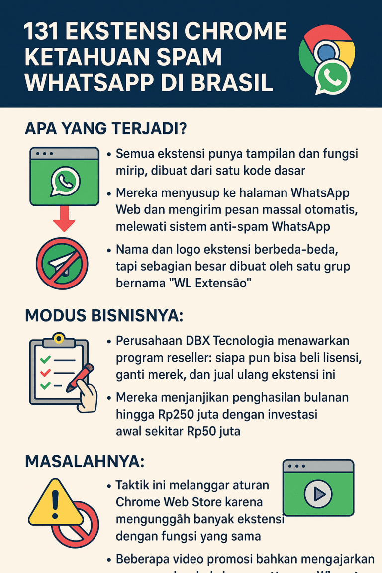 131 Ekstensi Chrome Ketahuan Spam WhatsApp di Brasil